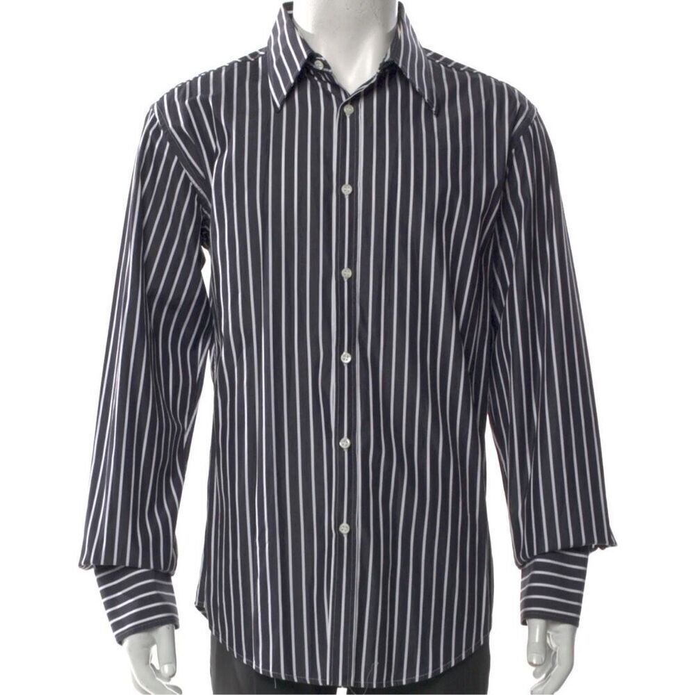 Men’s English laundry button down gray striped shirt ￼